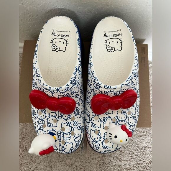 Crocs Sanrio Hello Kitty Platform Siren Clogs Red Bows Heels - Picture 4 of 10